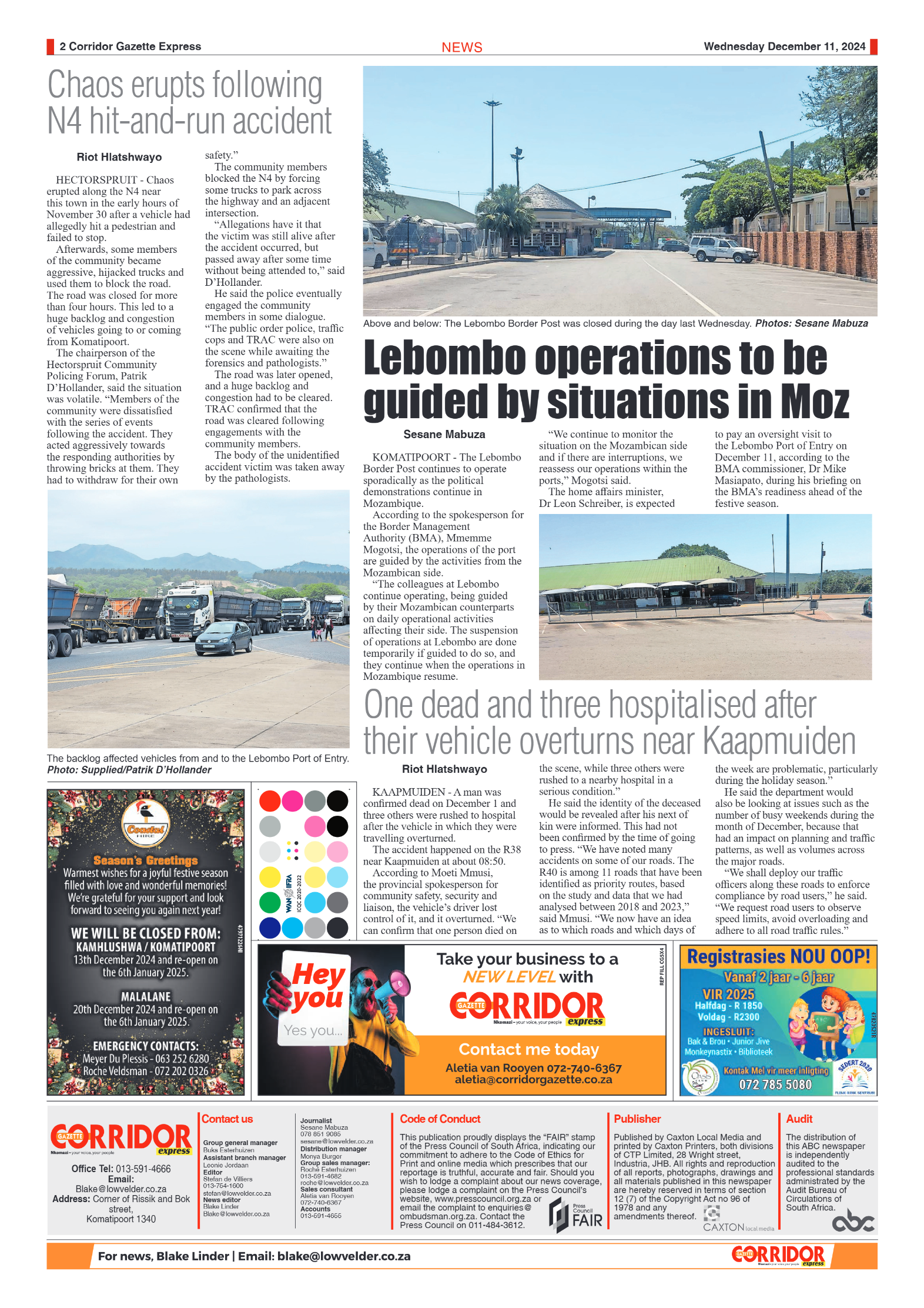 Corridor Gazette Express 11 December 2024 page 2