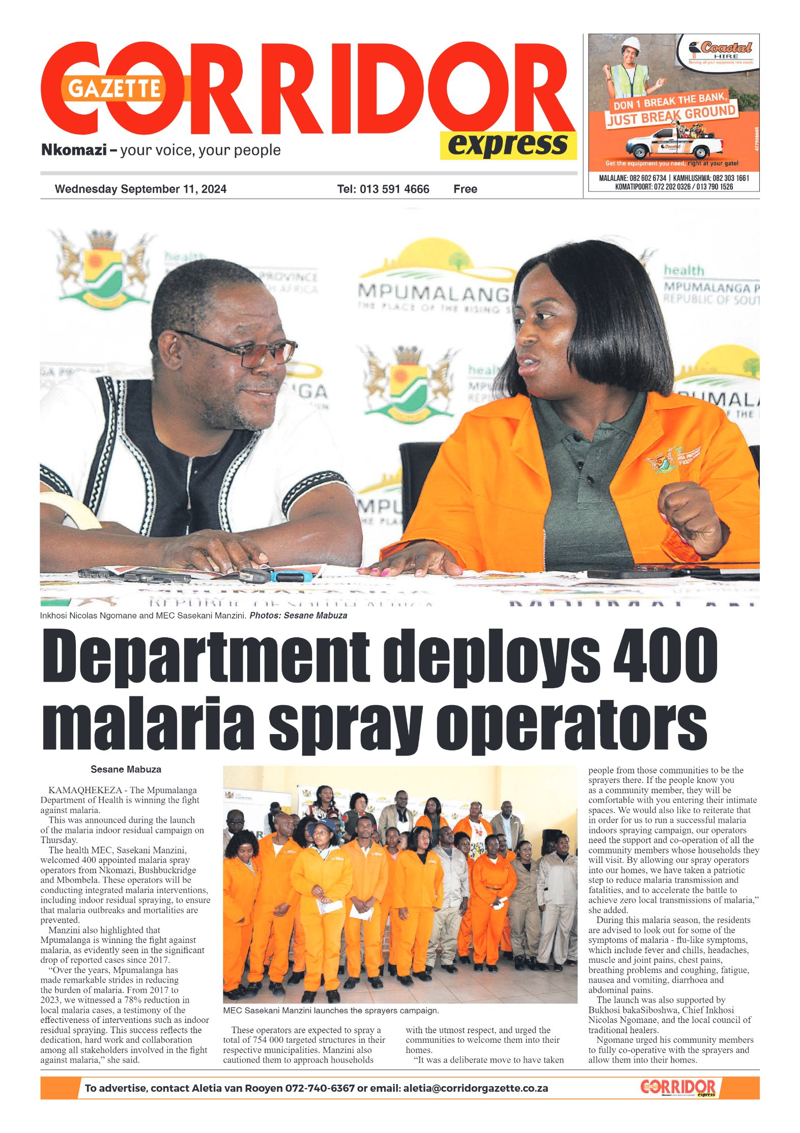 Corridor Gazette Express 11 September 2024 page 1