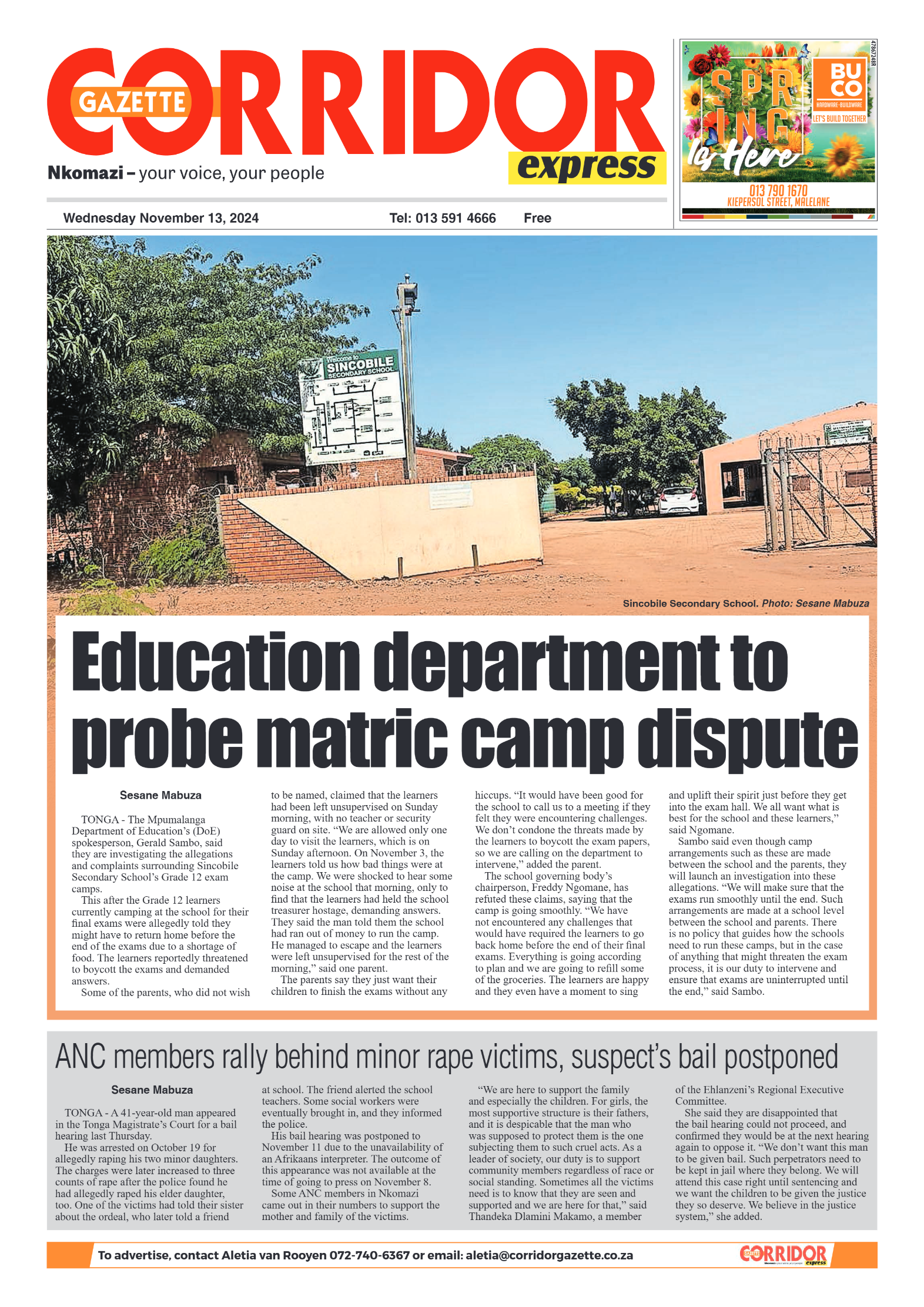 Corridor Gazette Express 13 November 2024 page 1
