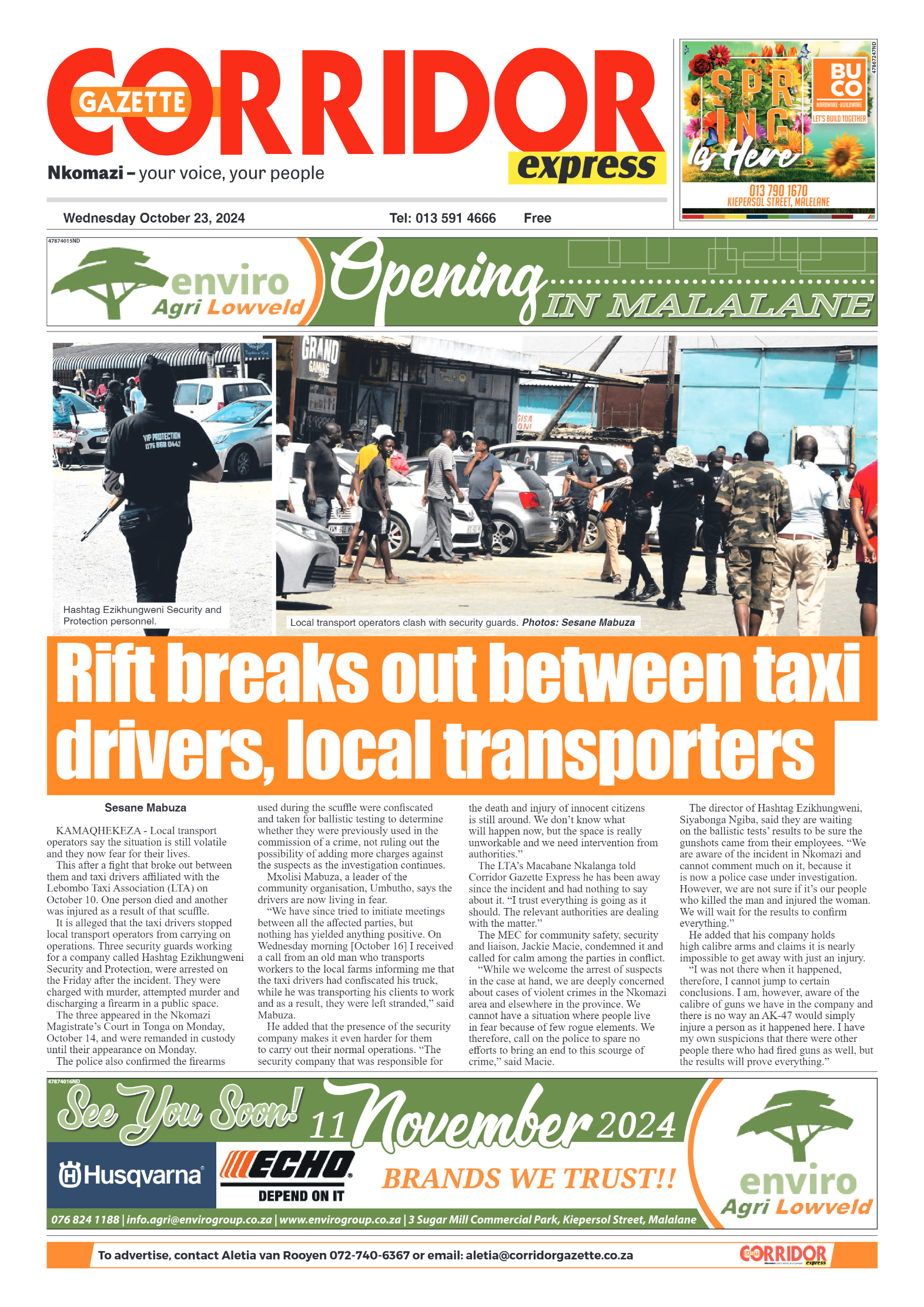 Corridor Gazette Express 23 October 2024 page 1