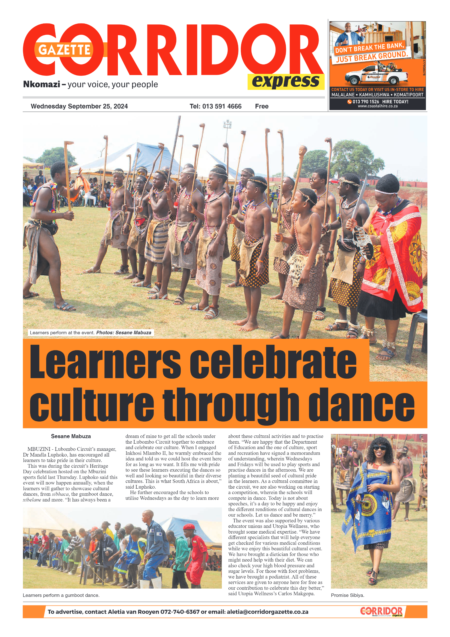 Corridor Gazette Express 25 September 2024 page 1