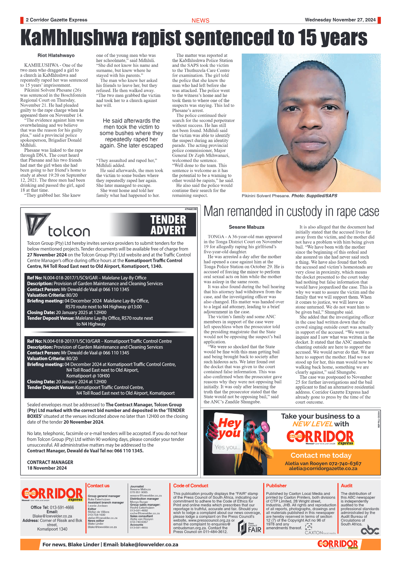 Corridor Gazette Express 27 November 2024 page 2
