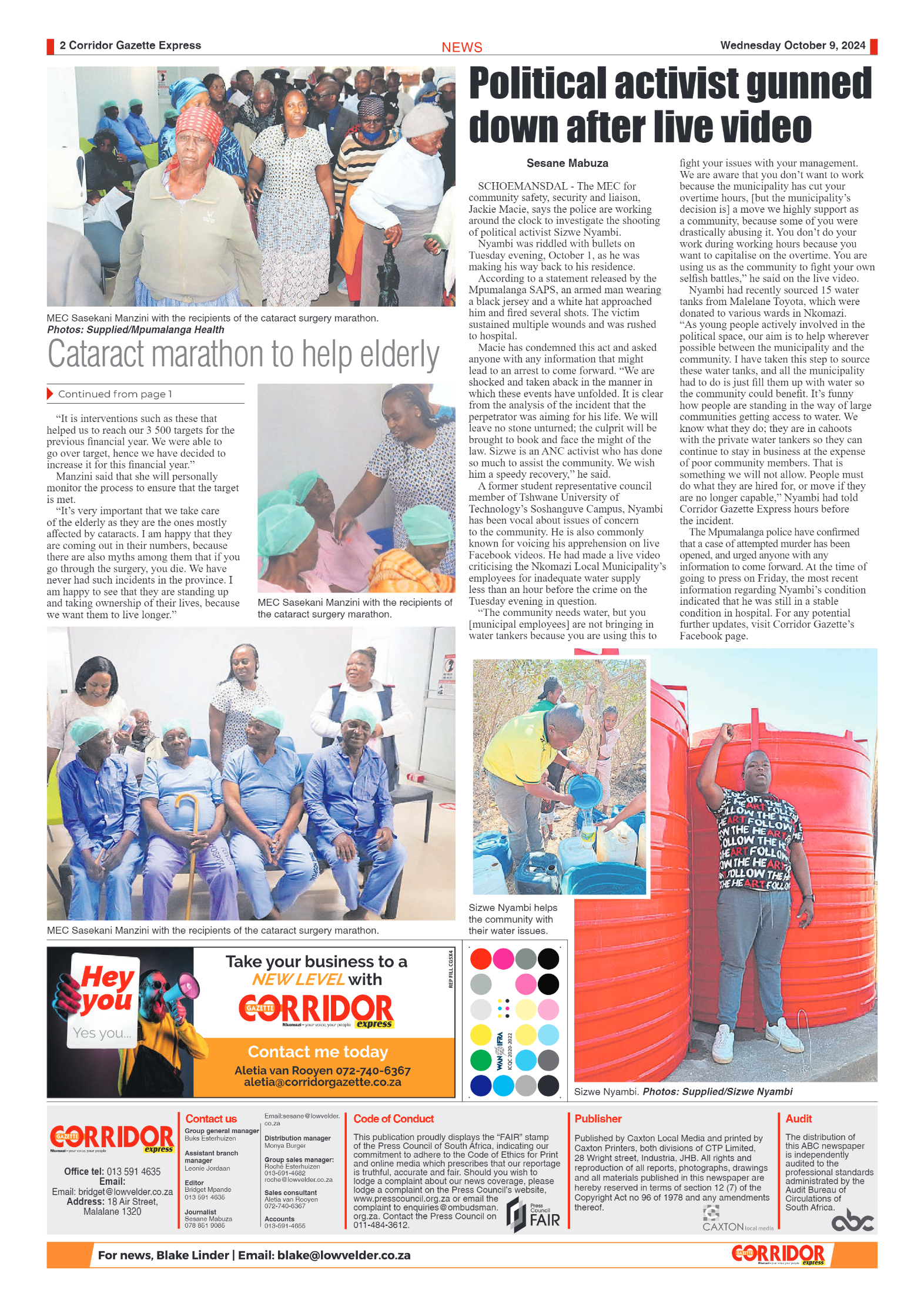 Corridor Gazette Express 9 October 2024 page 2