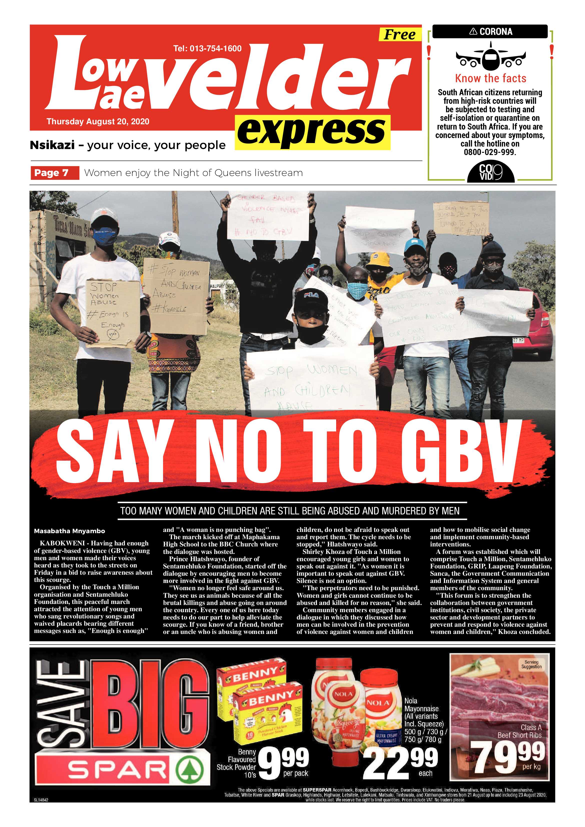 Lowveld Express 20 August 2020 page 1
