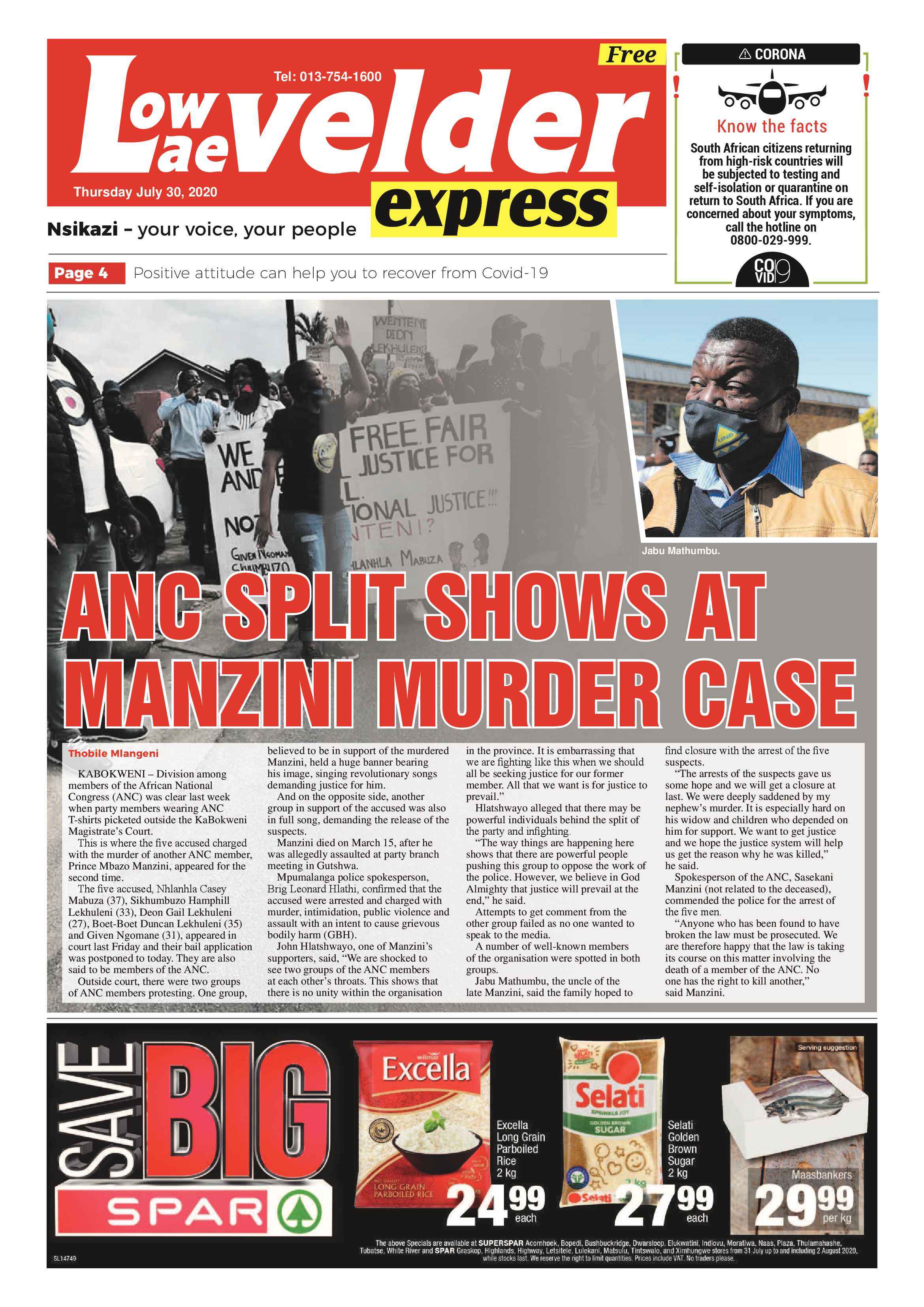 Steelburger News 30 July 2020 page 1