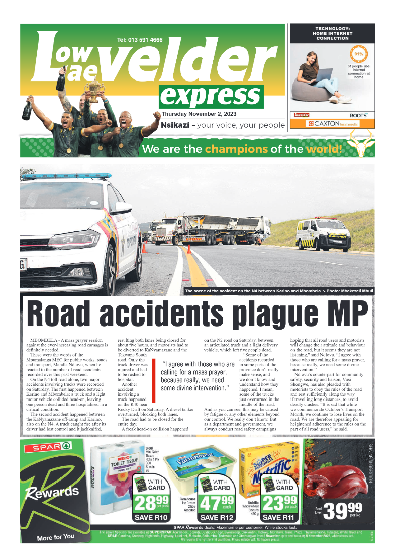 Lowvelder Express 02 November 2023 page 1