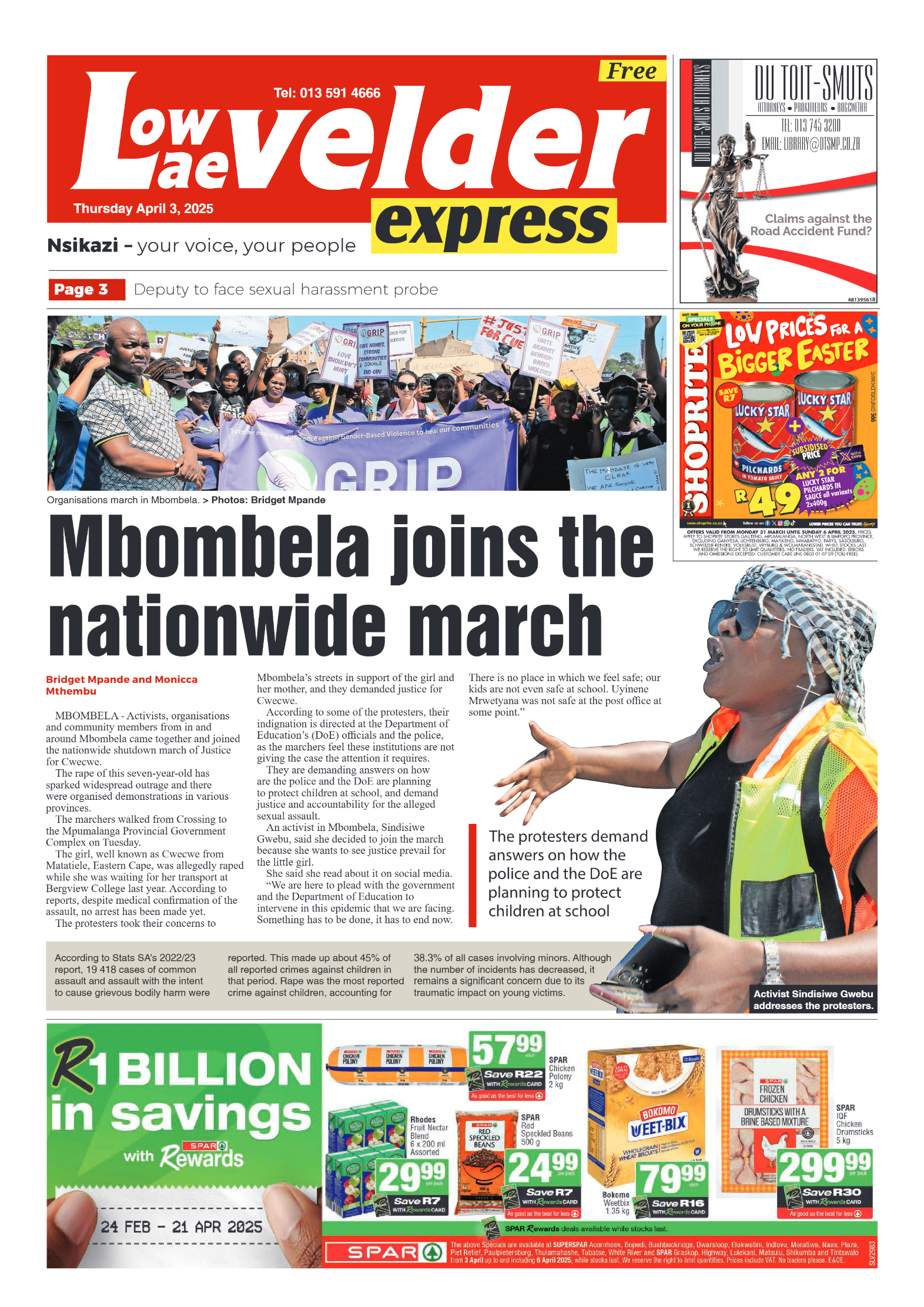 Lowvelder Express 03 April 2025 page 1