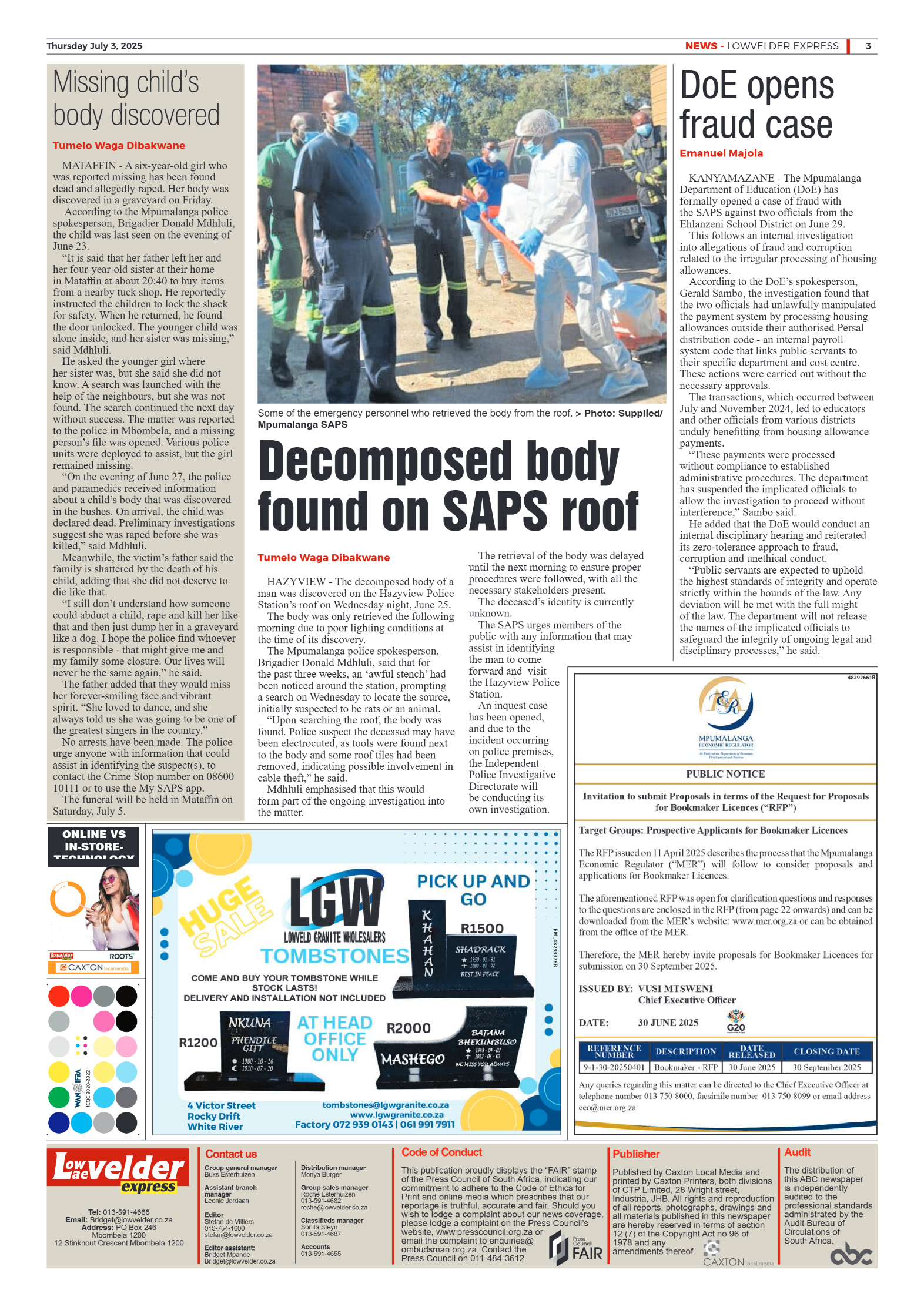 Lowvelder Express 03 July 2025 page 3