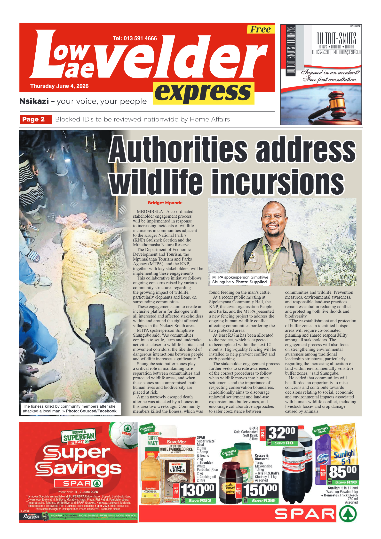 Lowvelder Express 4 June 2026 page 1