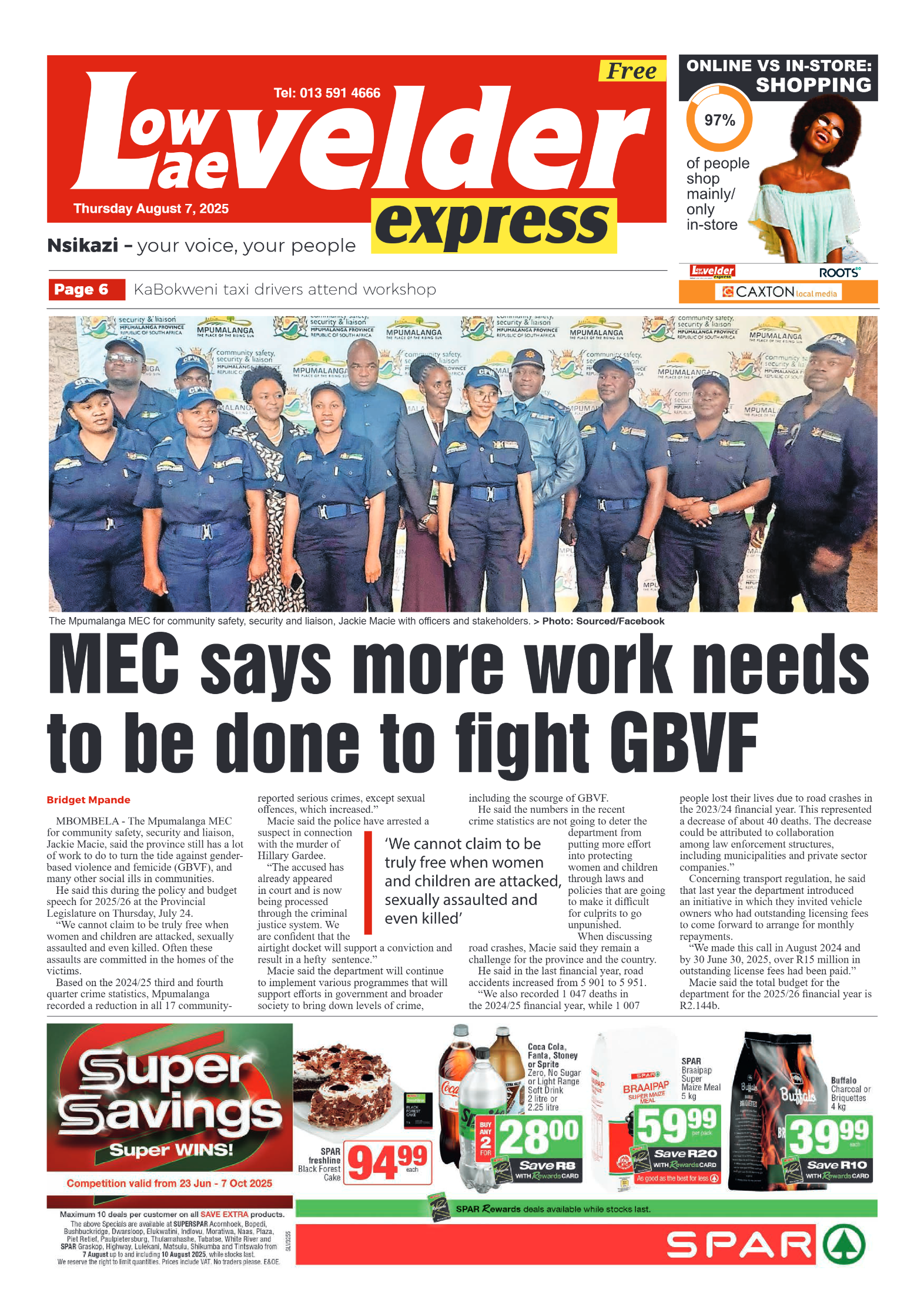 Lowvelder Express 7 August 2025 page 1