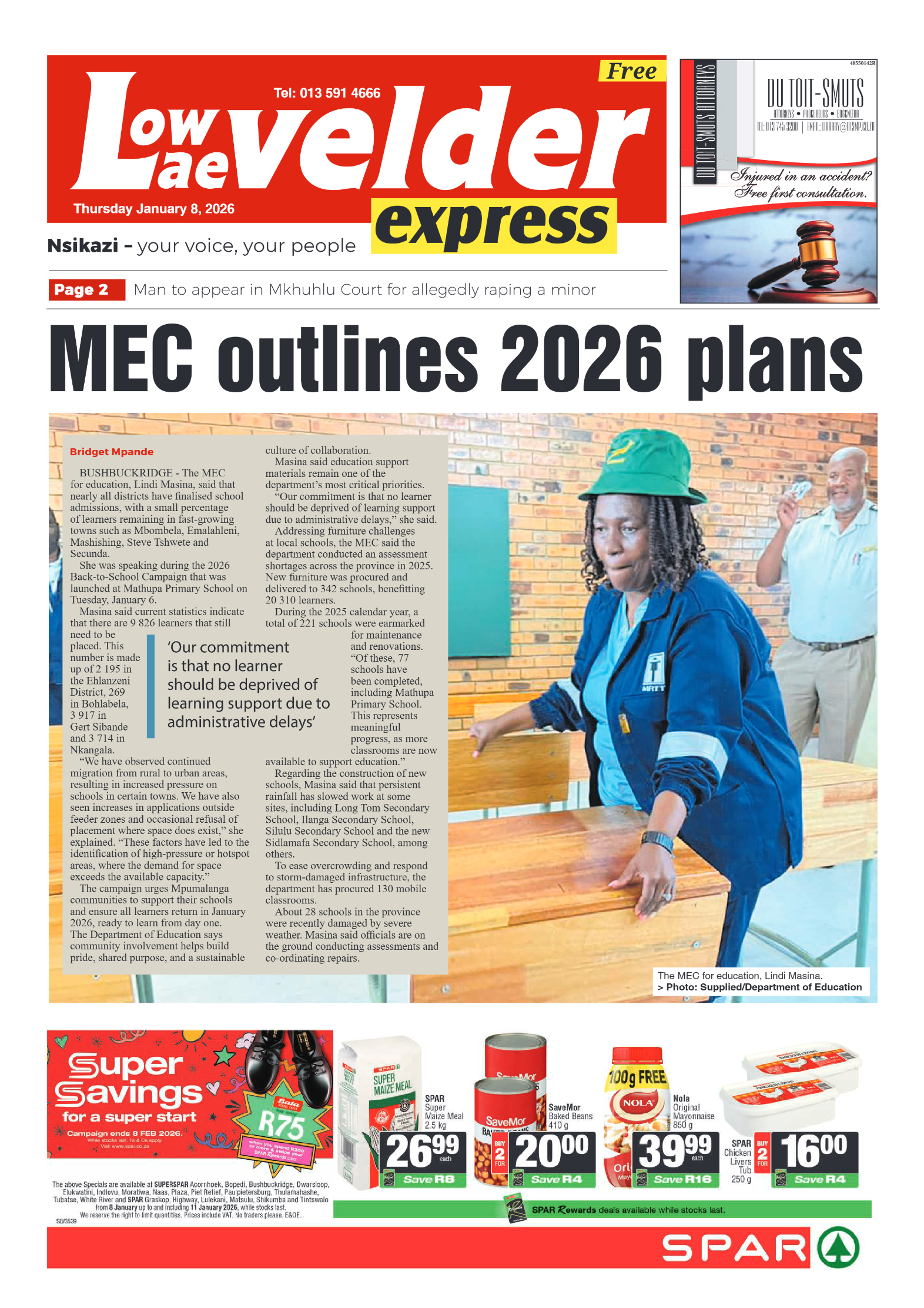 Lowvelder Express 08 January 2026 page 1