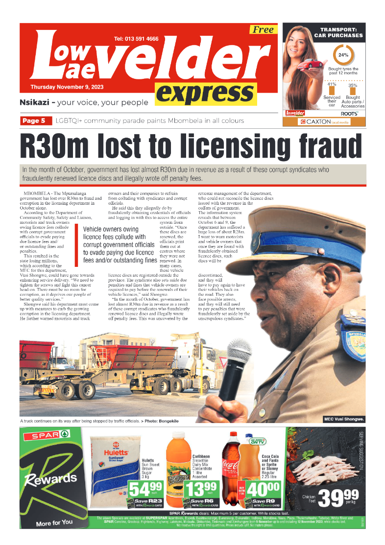 Lowvelder Express 09 November 2023 page 1