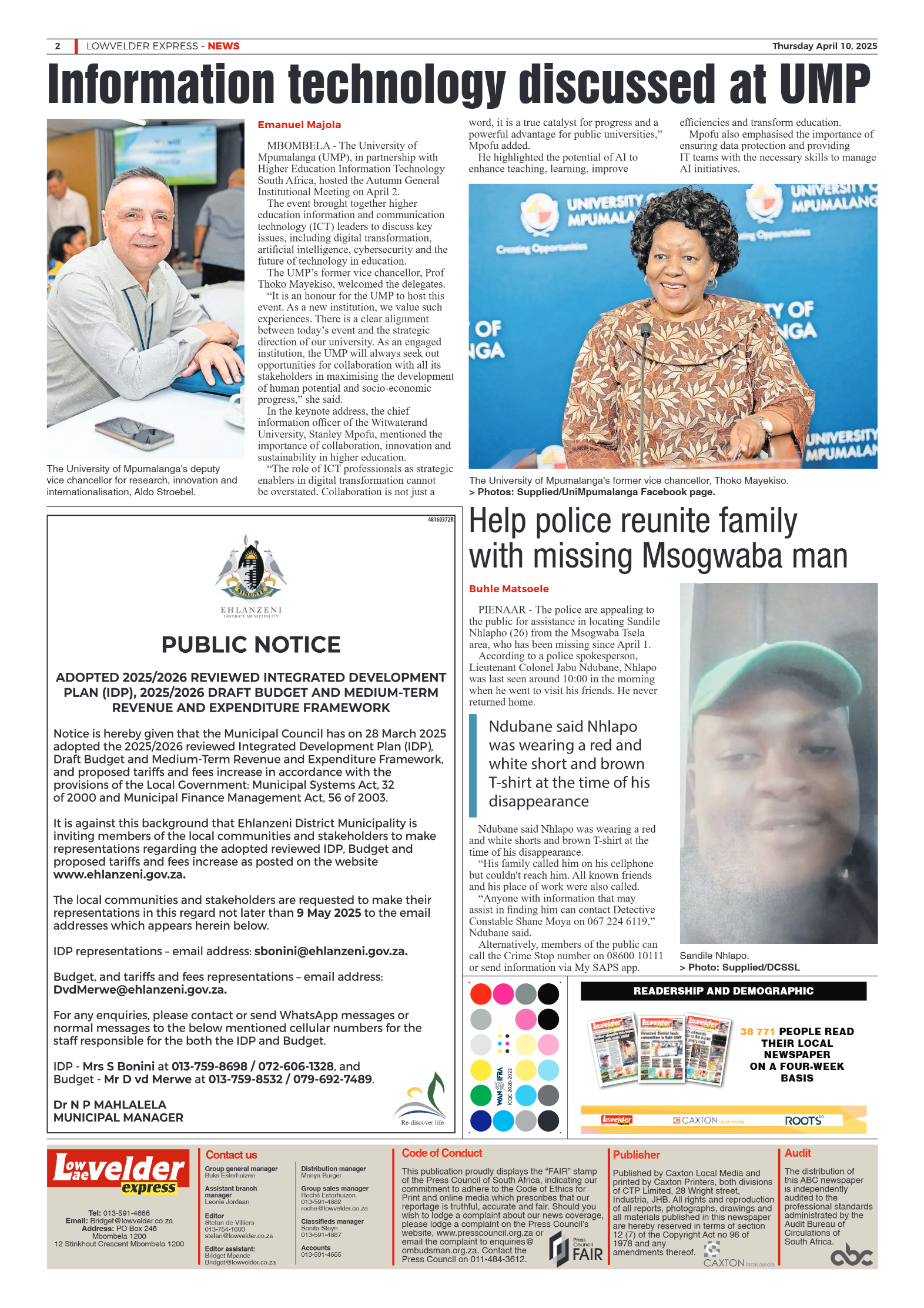 Lowvelder Express 10 April 2025 page 2
