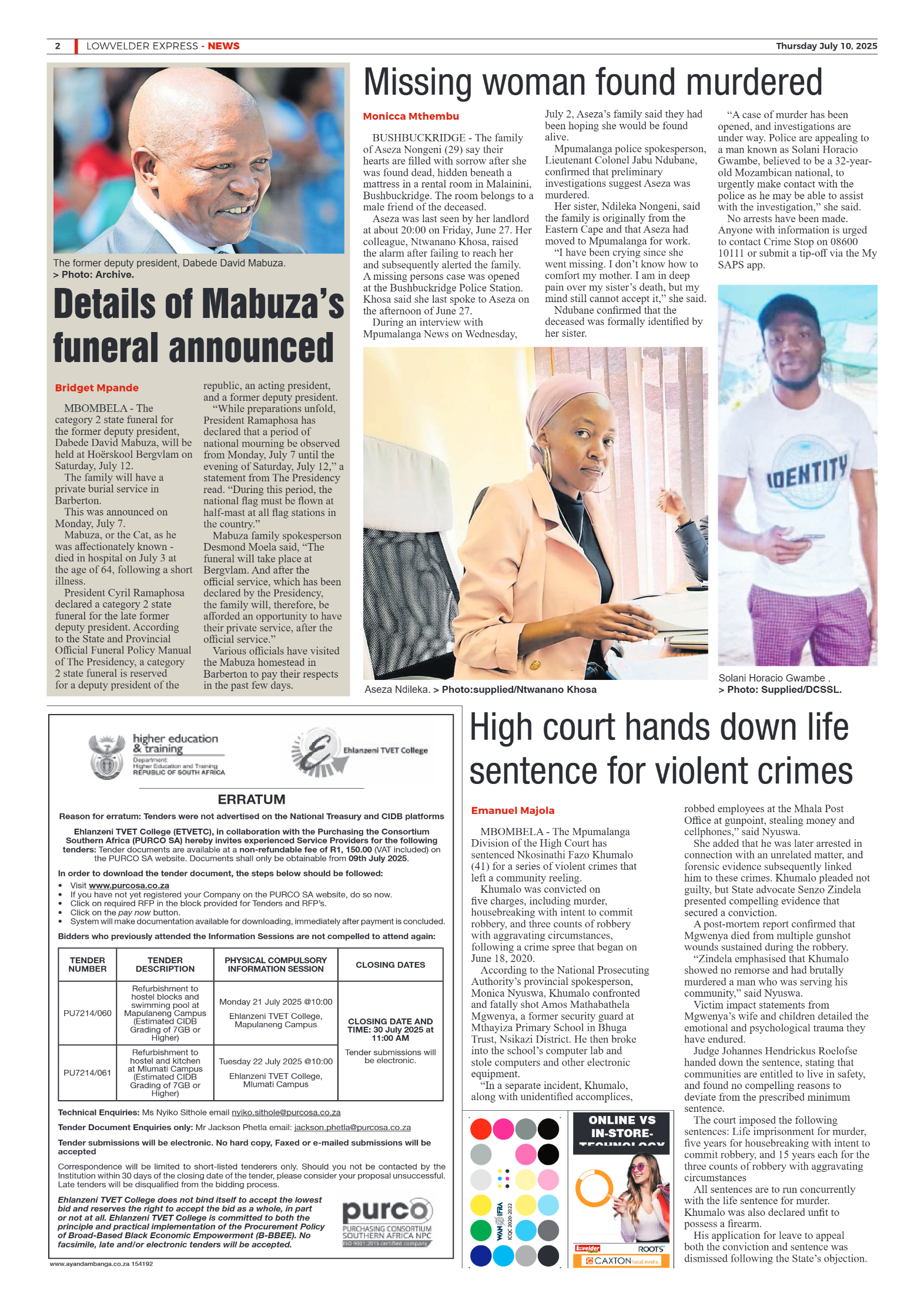 Lowvelder Express 10 July 2025 page 2