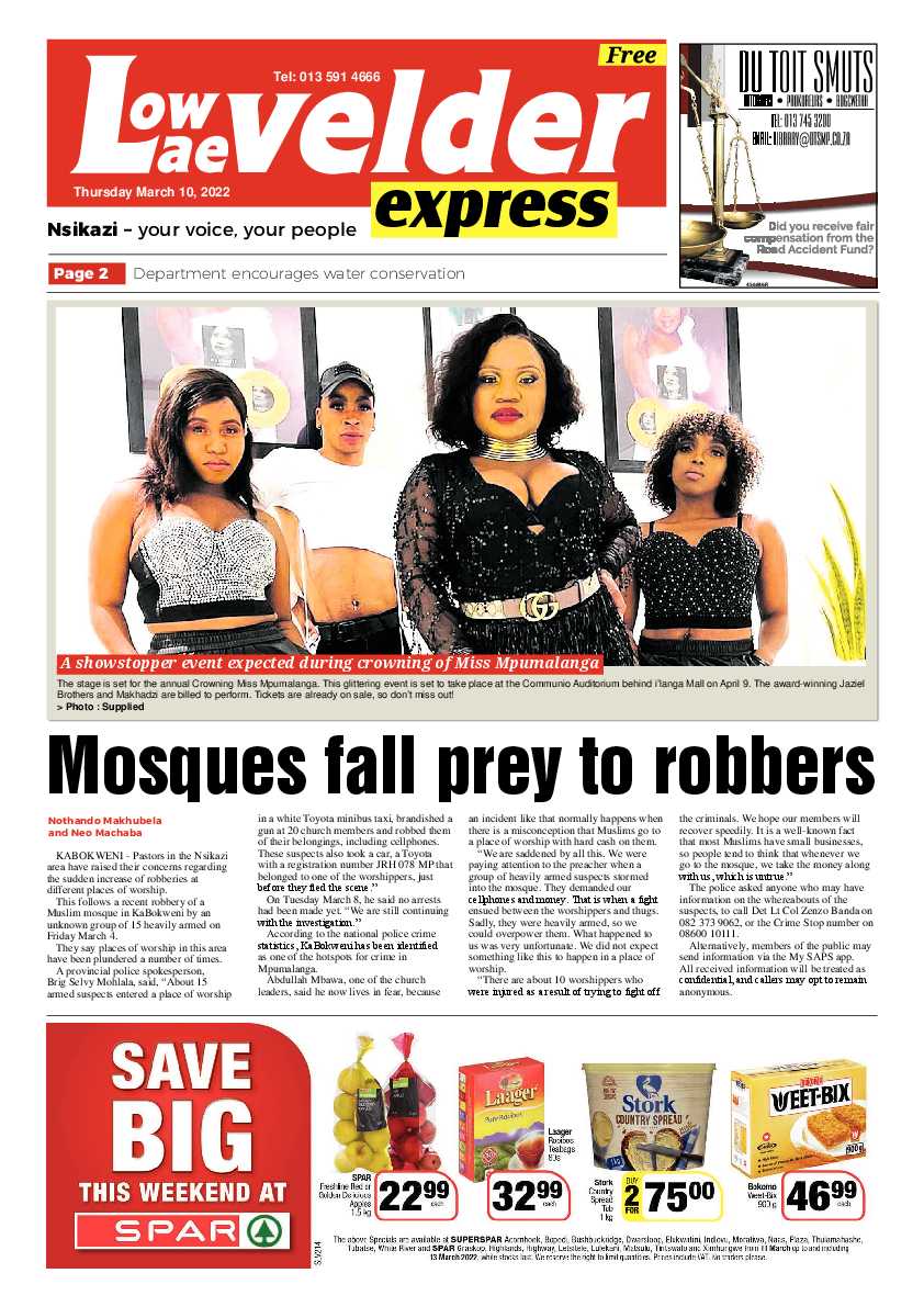 Lowvelder Express 10 March 2022 page 1