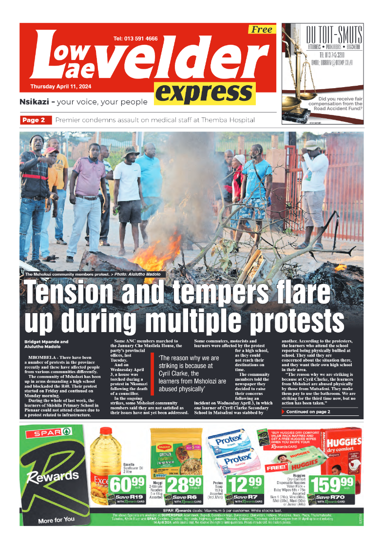 Lowvelder Express 11 April 2024 page 1