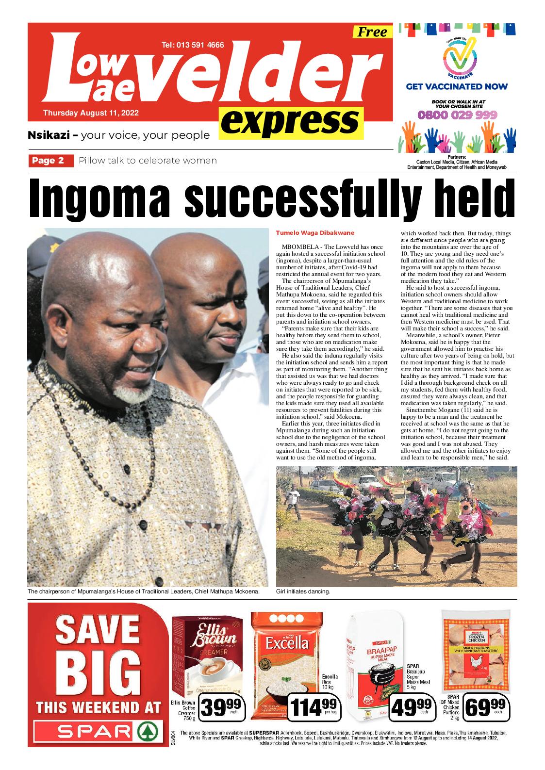 Lowvelder Express 11 August 2022 page 1