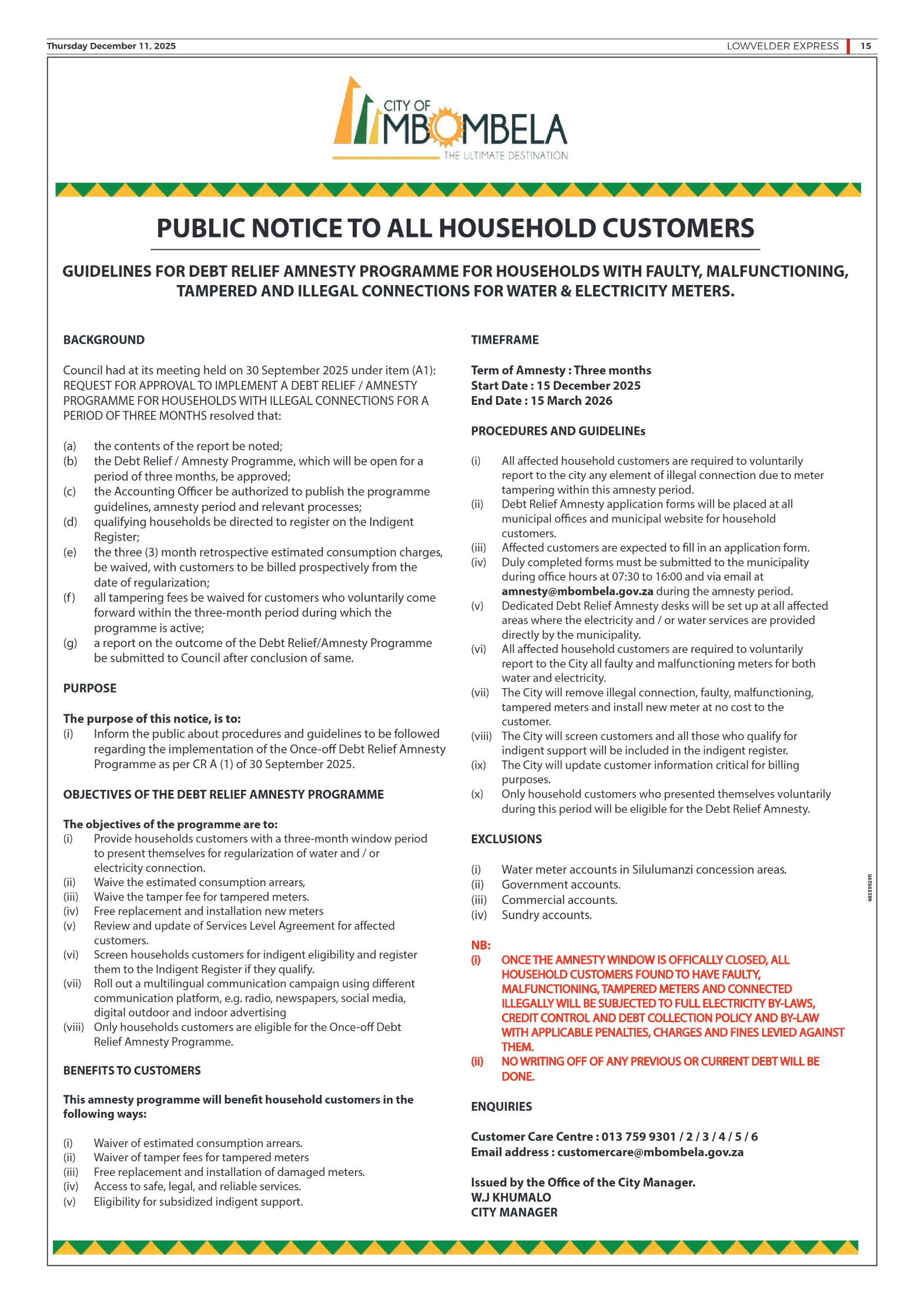 Lowvelder Express 11 December 2025 page 15