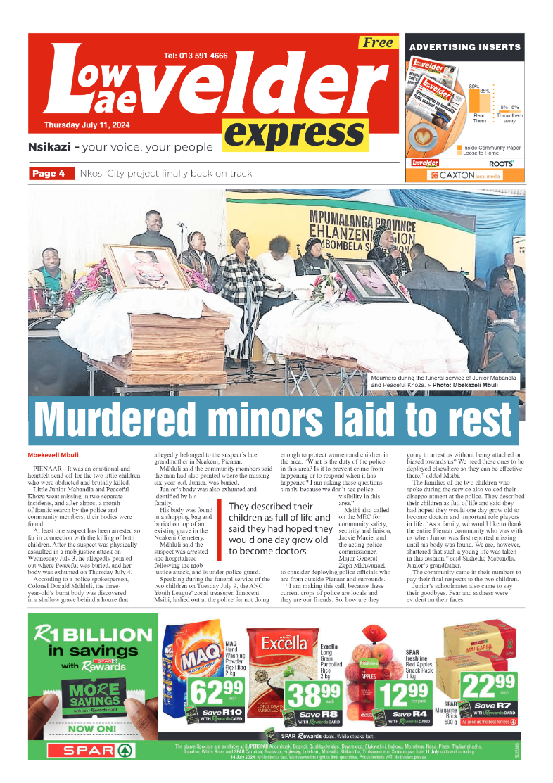 Lowvelder Express 11 July 2024 page 1