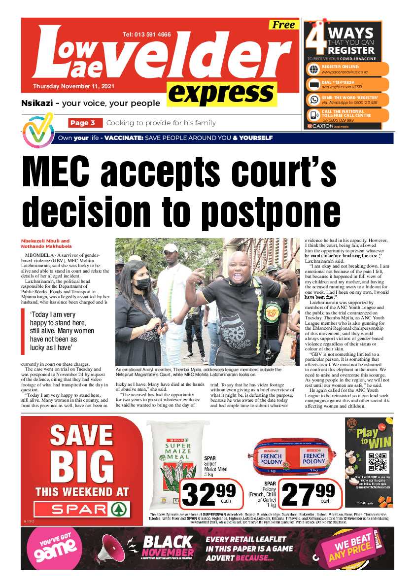 Lowvelder Express 11 November 2021 page 1