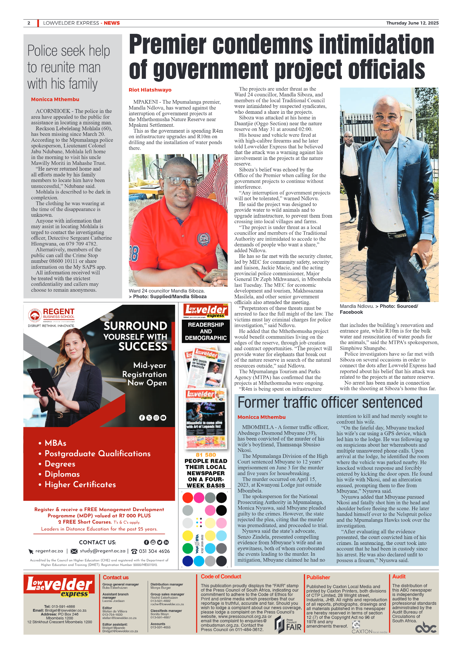 Lowvelder Express 12 June 2025 page 2