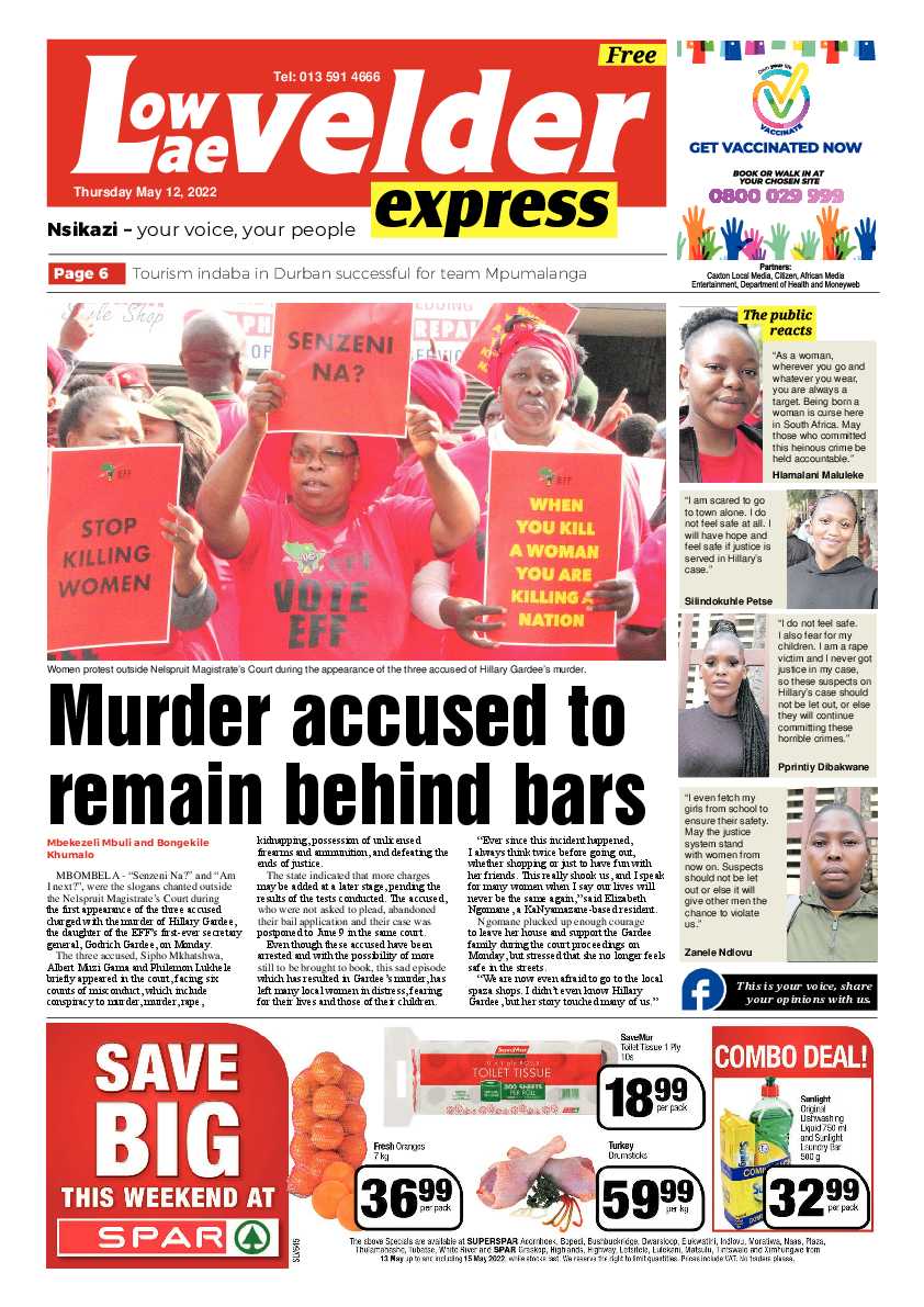Lowvelder Express 12 May 2022 page 1