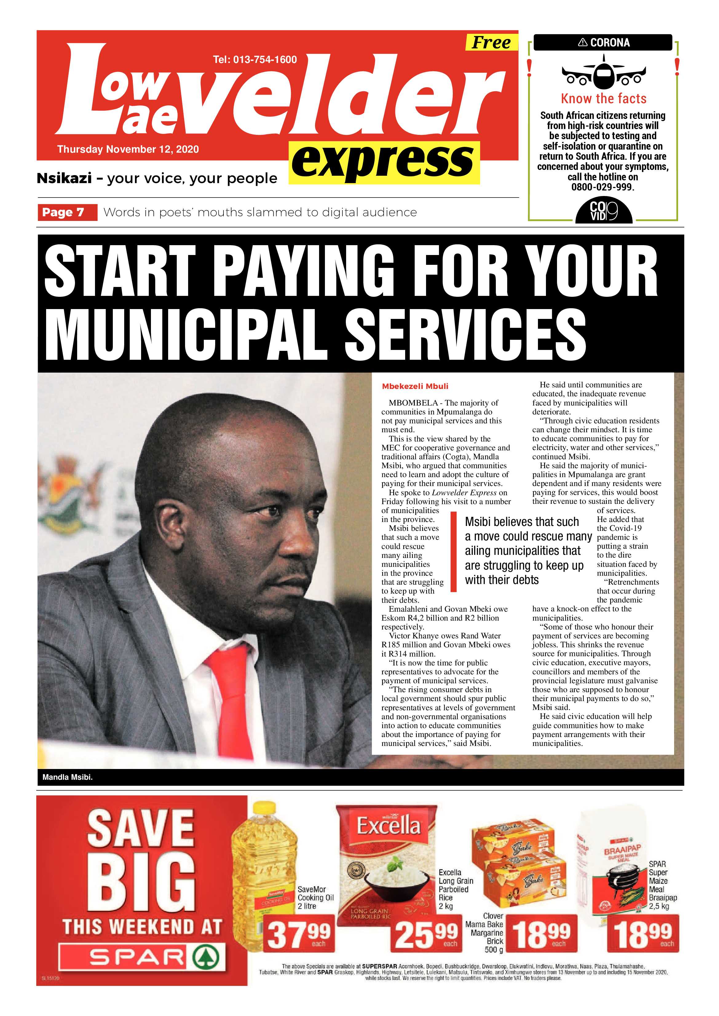 Lowvelder Express 12 November 2020 page 1