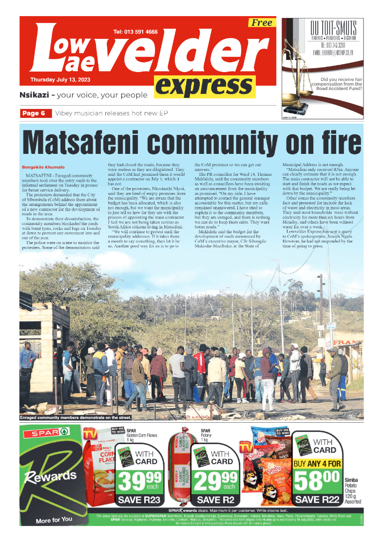 Lowvelder Express 13 July 2023 page 1