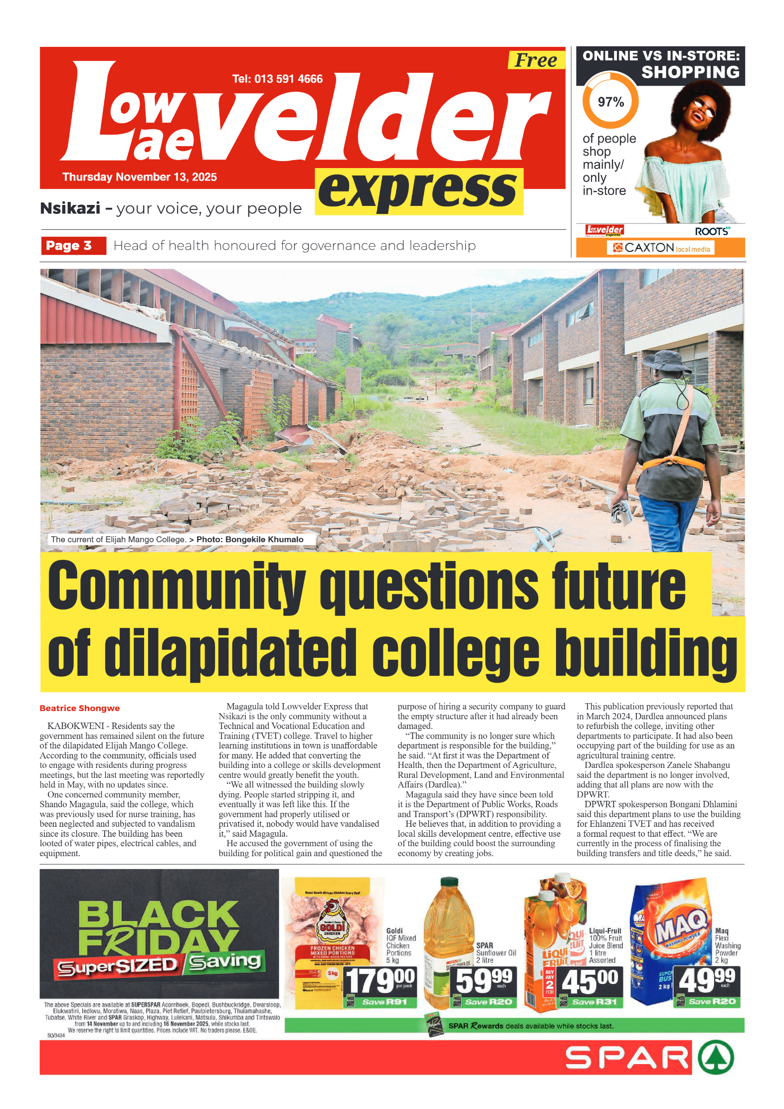 Lowvelder Express 13 November 2025 page 1