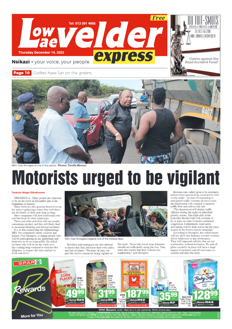Lowvelder Express 14 December 2023 page 1
