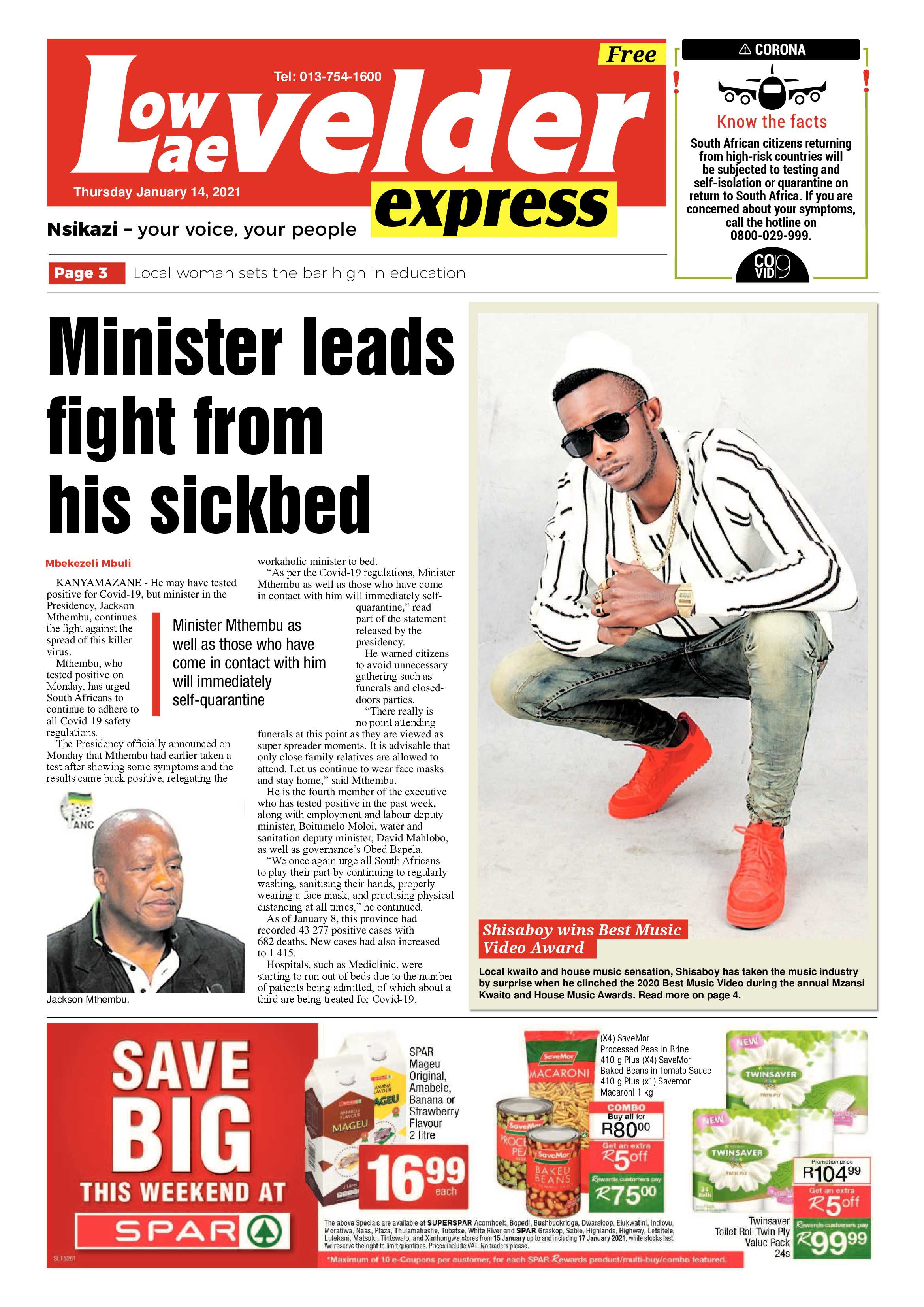 Lowvelder Express 14 January 2021 page 1