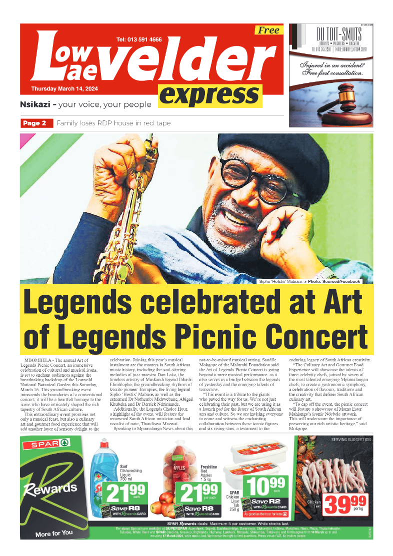 Lowvelder Express 14 March 2024 page 1