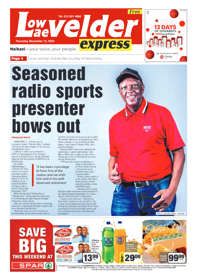 Lowvelder Express 15 December 2022 page 1