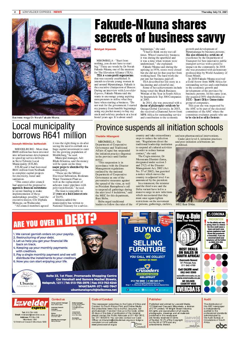 Lowvelder Express 15 July 2021 page 2