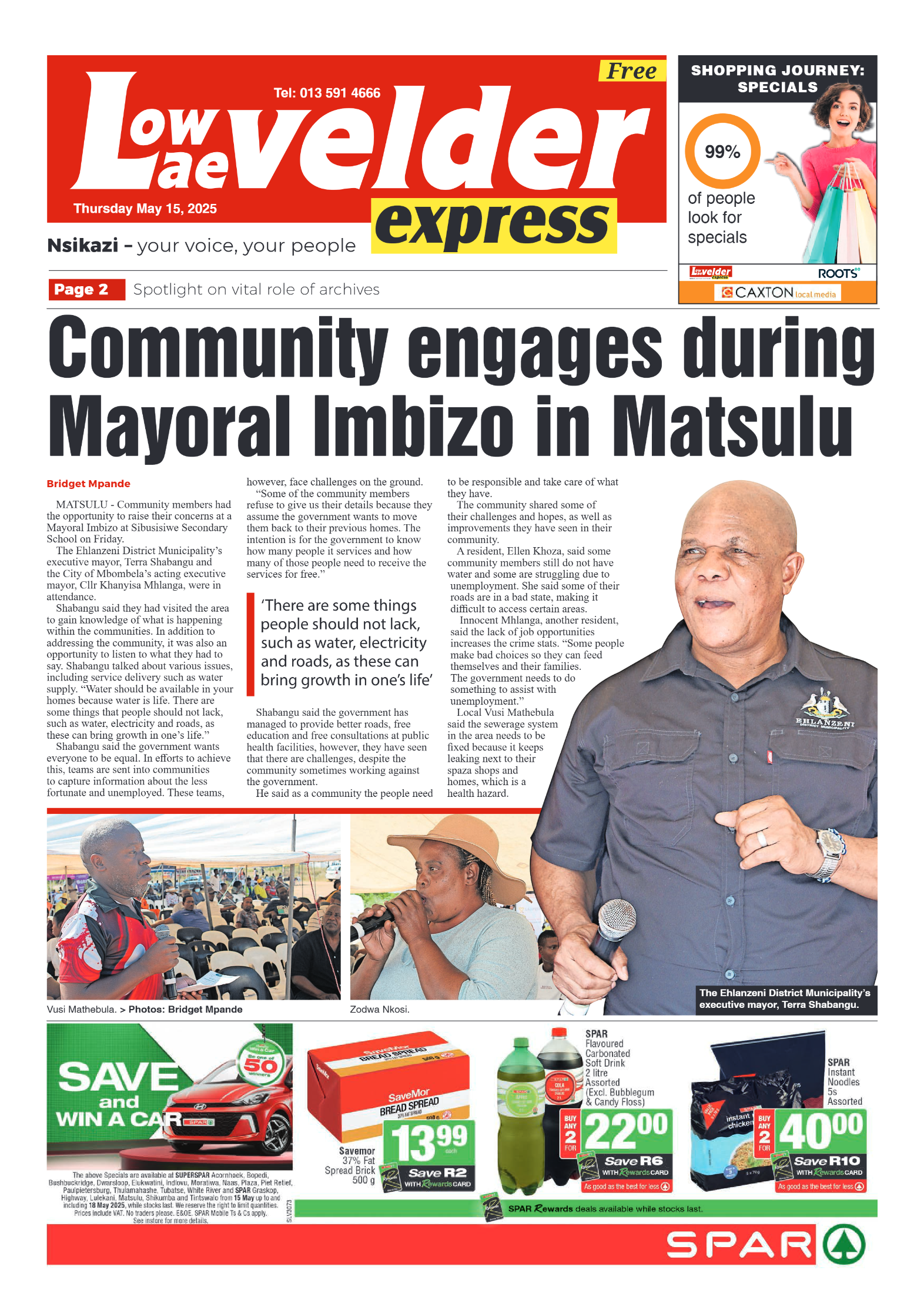 Lowvelder Express 15 May 2025 page 1