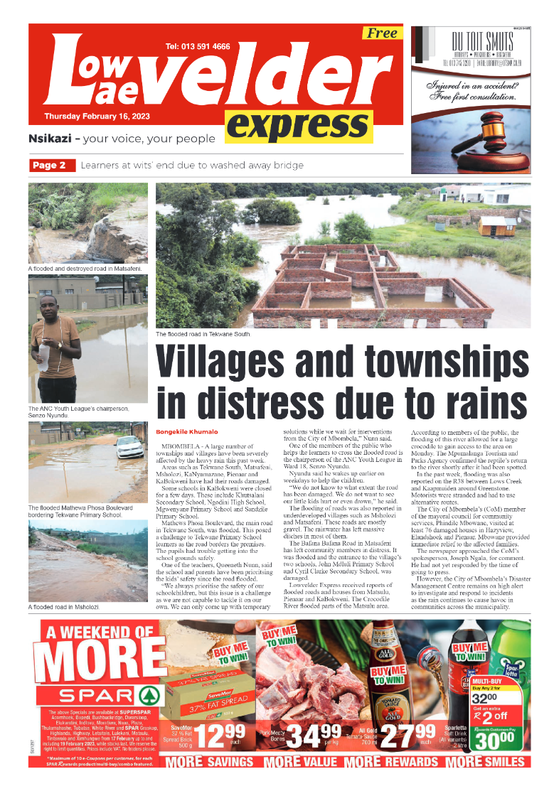 Lowvelder Express 16 February 2023 page 1