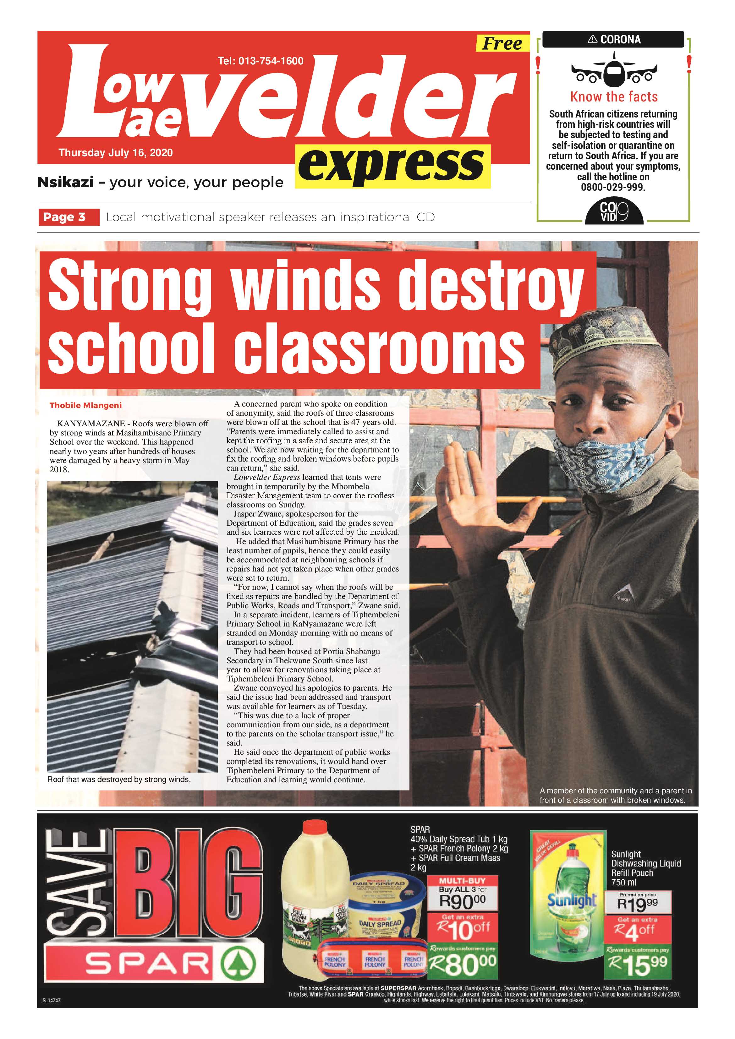 Lowvelder Express 16 July 2020 page 1