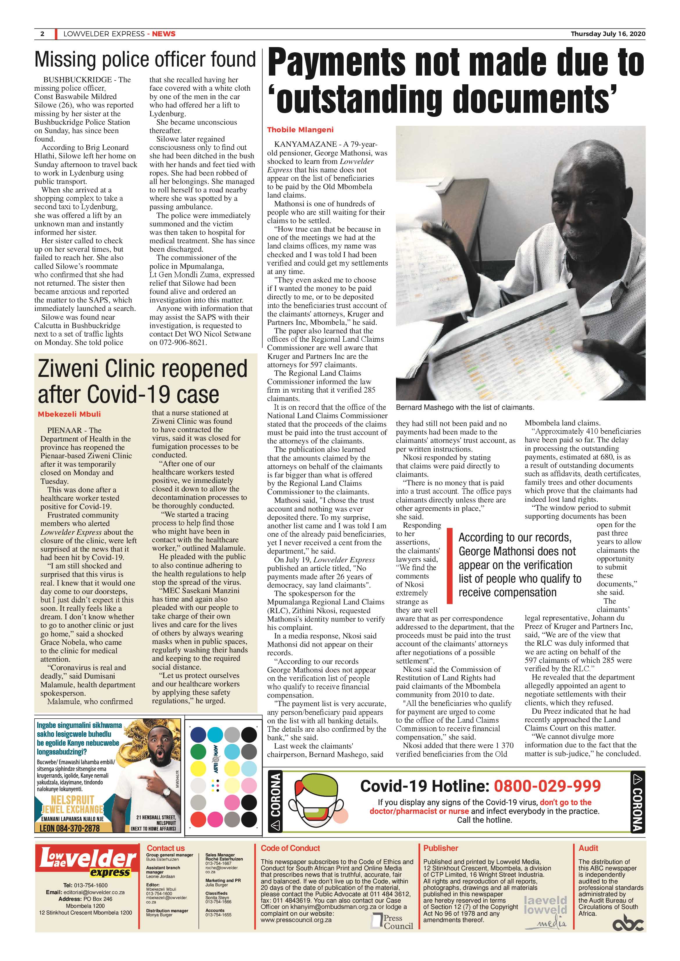 Lowvelder Express 16 July 2020 page 2