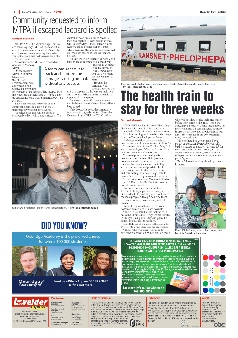 Lowvelder Express 16 May 2024 page 2