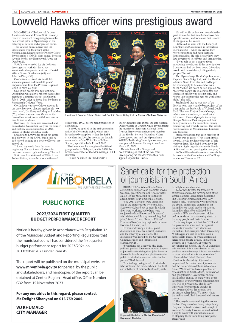 Lowvelder Express 16 November 2023 page 12
