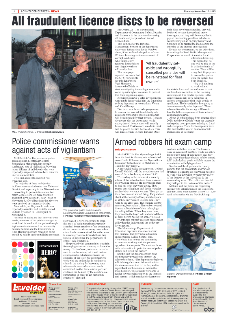 Lowvelder Express 16 November 2023 page 2