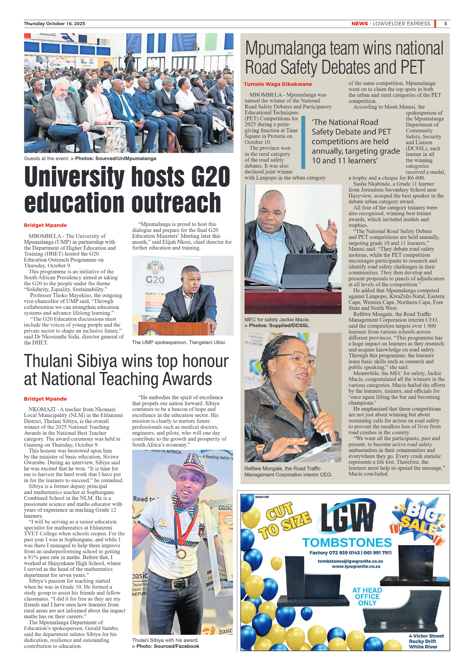 Lowvelder Express 16 October 2025 page 3