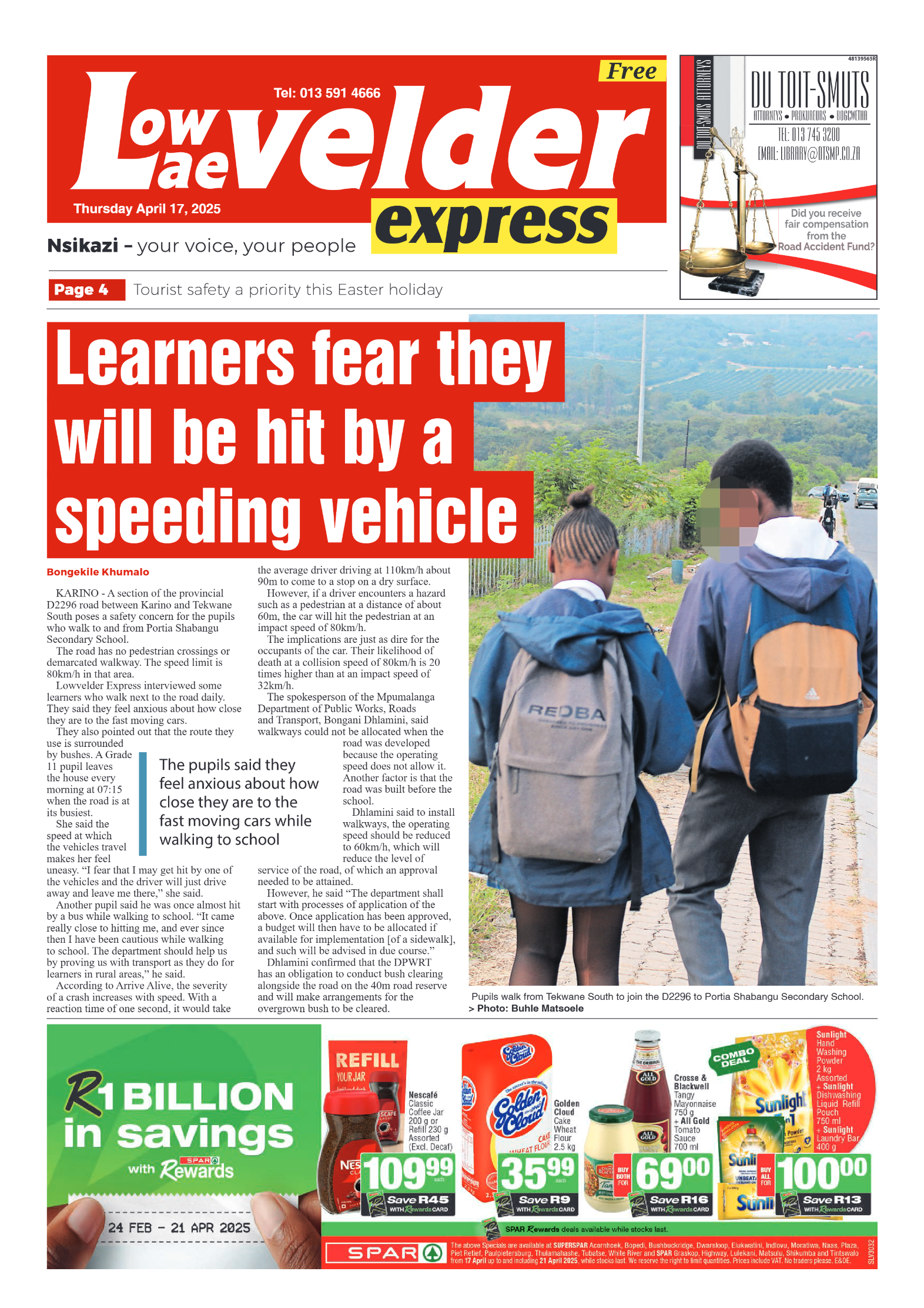 Lowvelder Express 17 April 2025 page 1