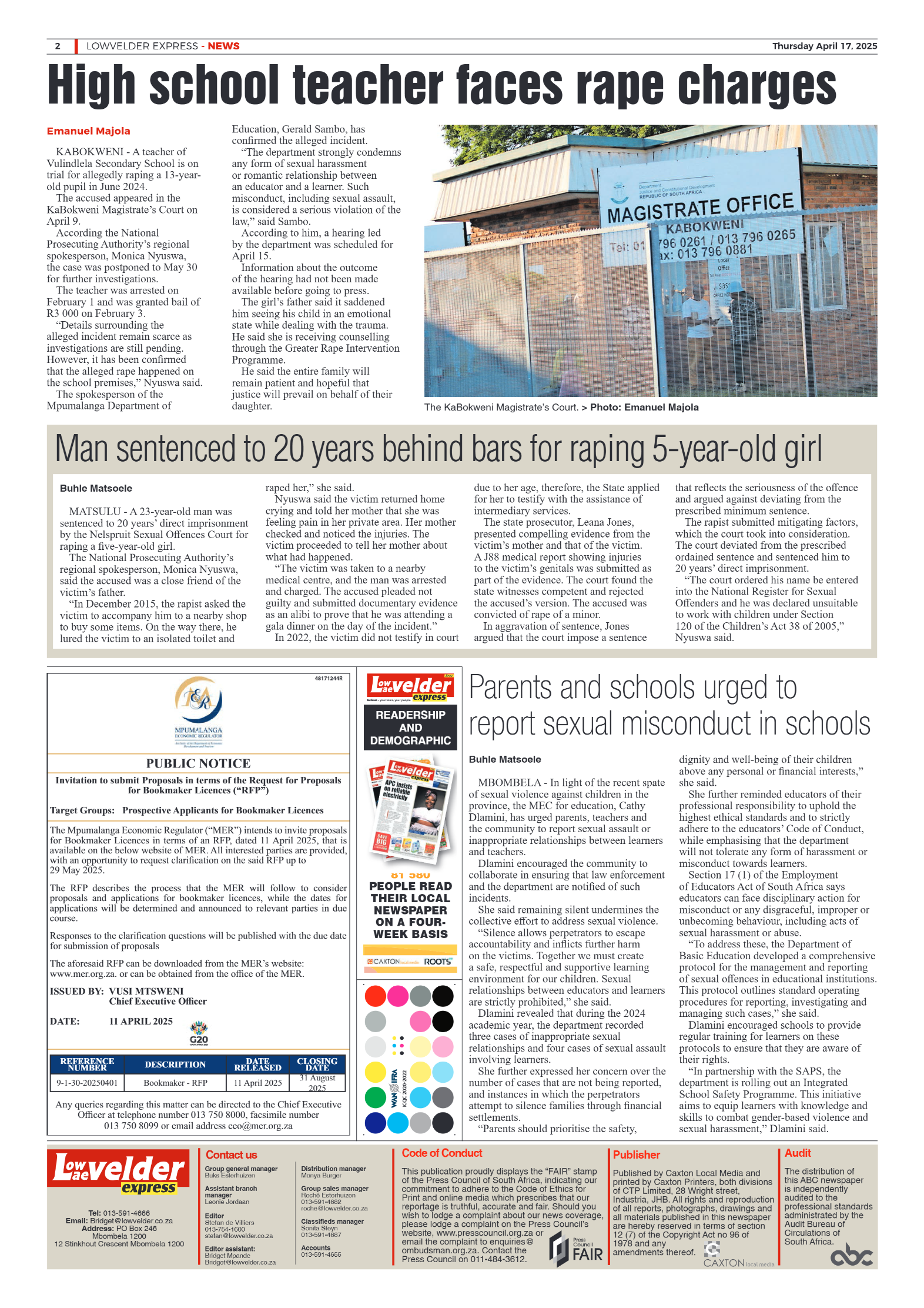 Lowvelder Express 17 April 2025 page 2