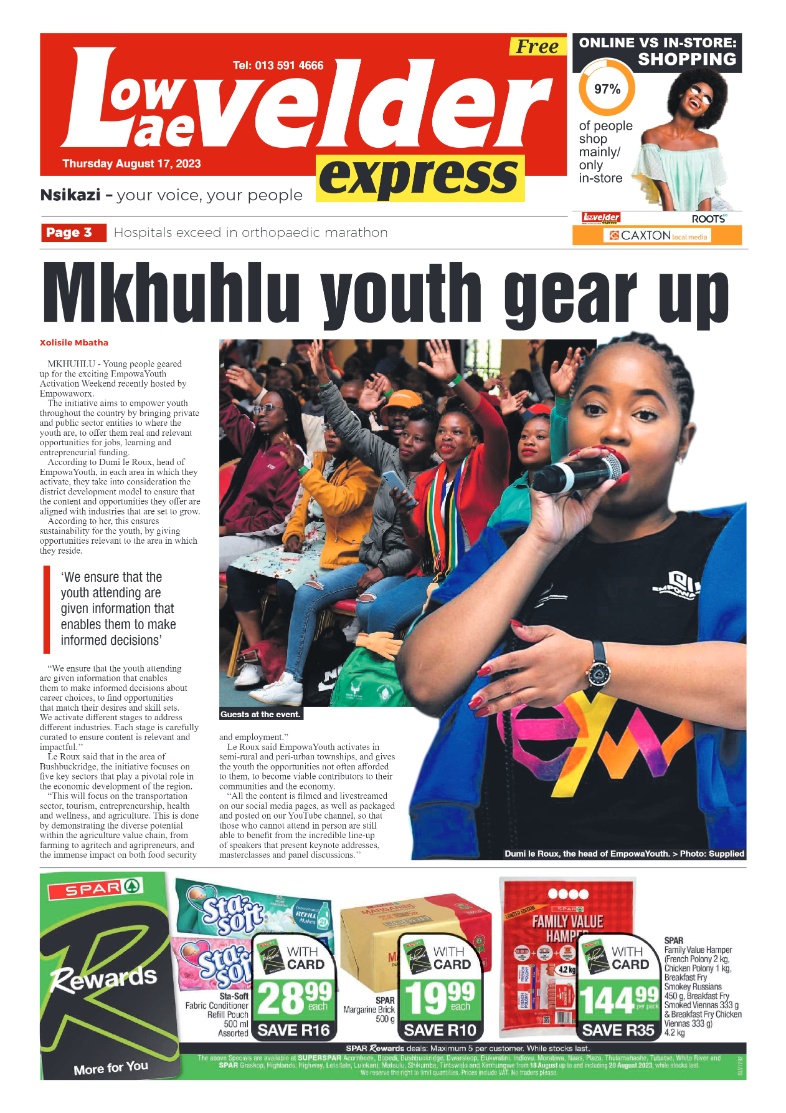 Lowvelder Express 17 August 2023 page 1