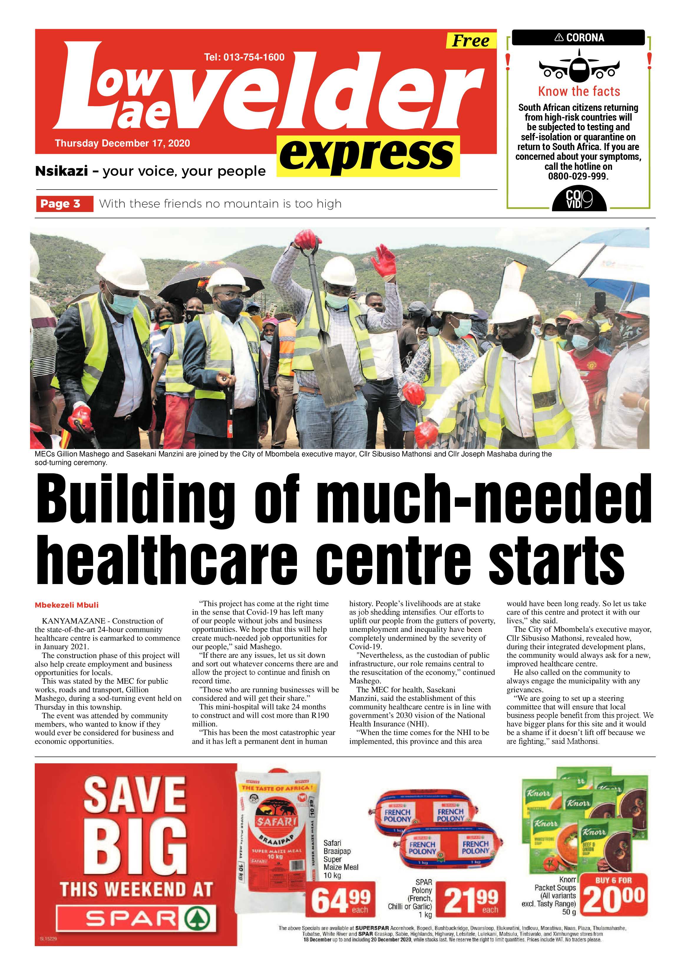 Lowvelder Express 17 December 2020 page 1