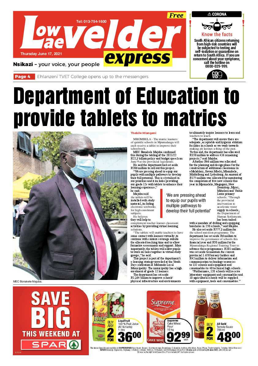 Lowvelder Express 17 June 2021 page 1