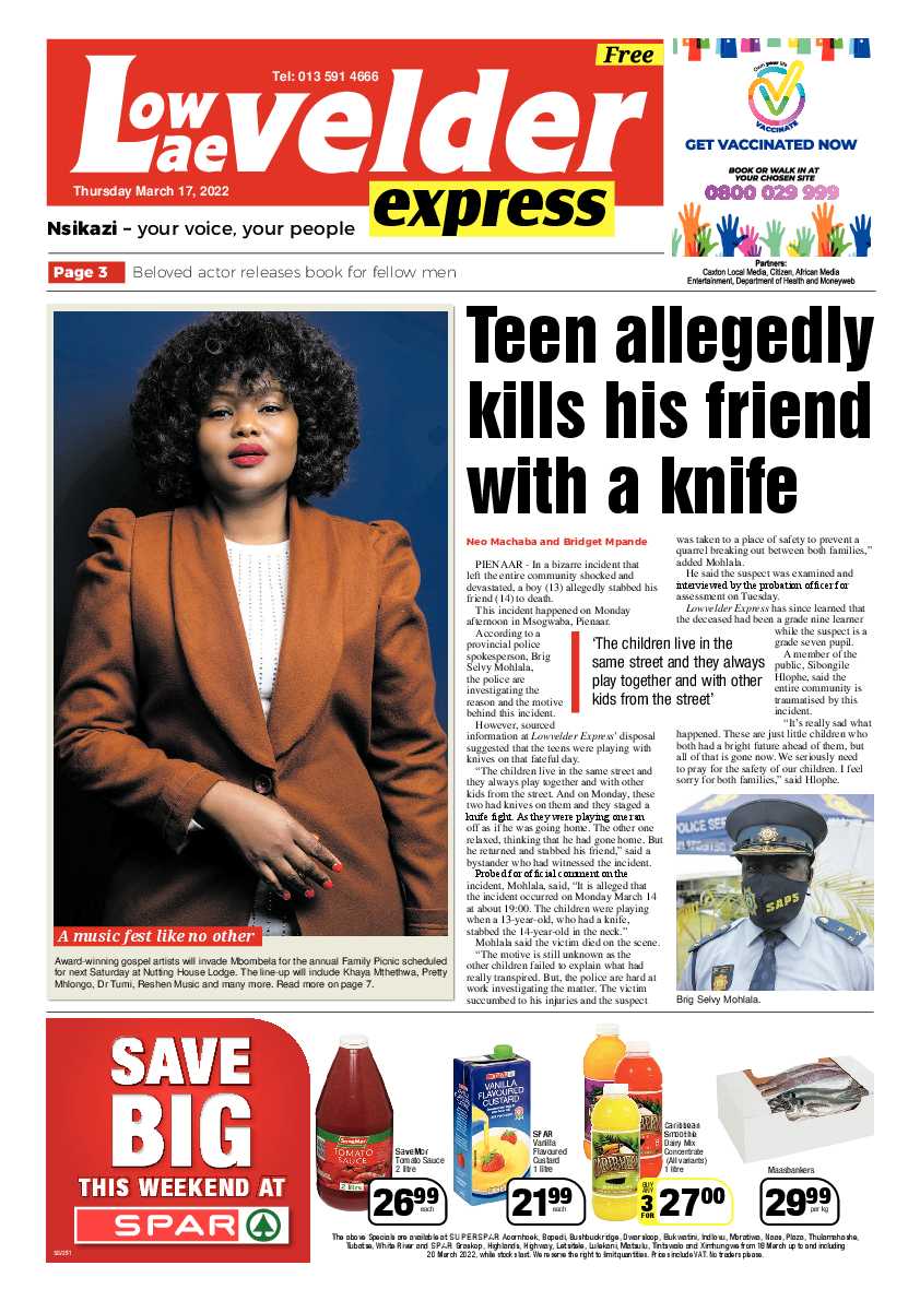 Lowvelder Express 17 March 2022 page 1