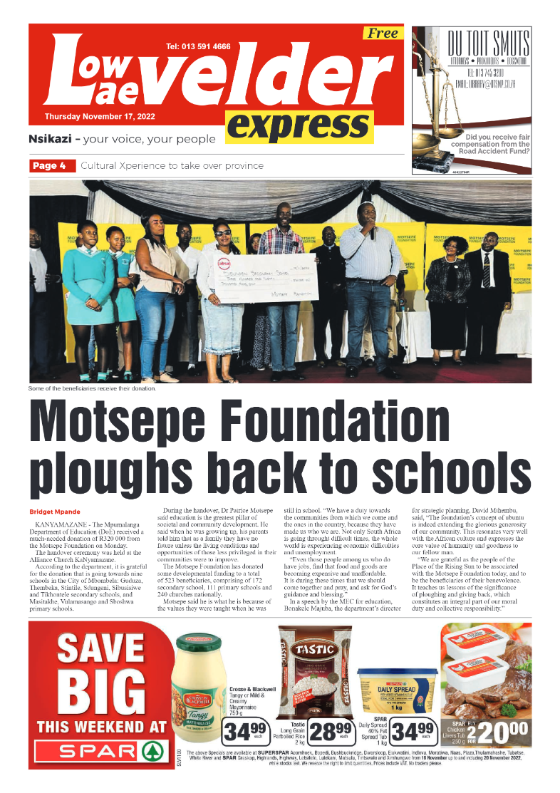 Lowvelder Express 17 November 2022 page 1