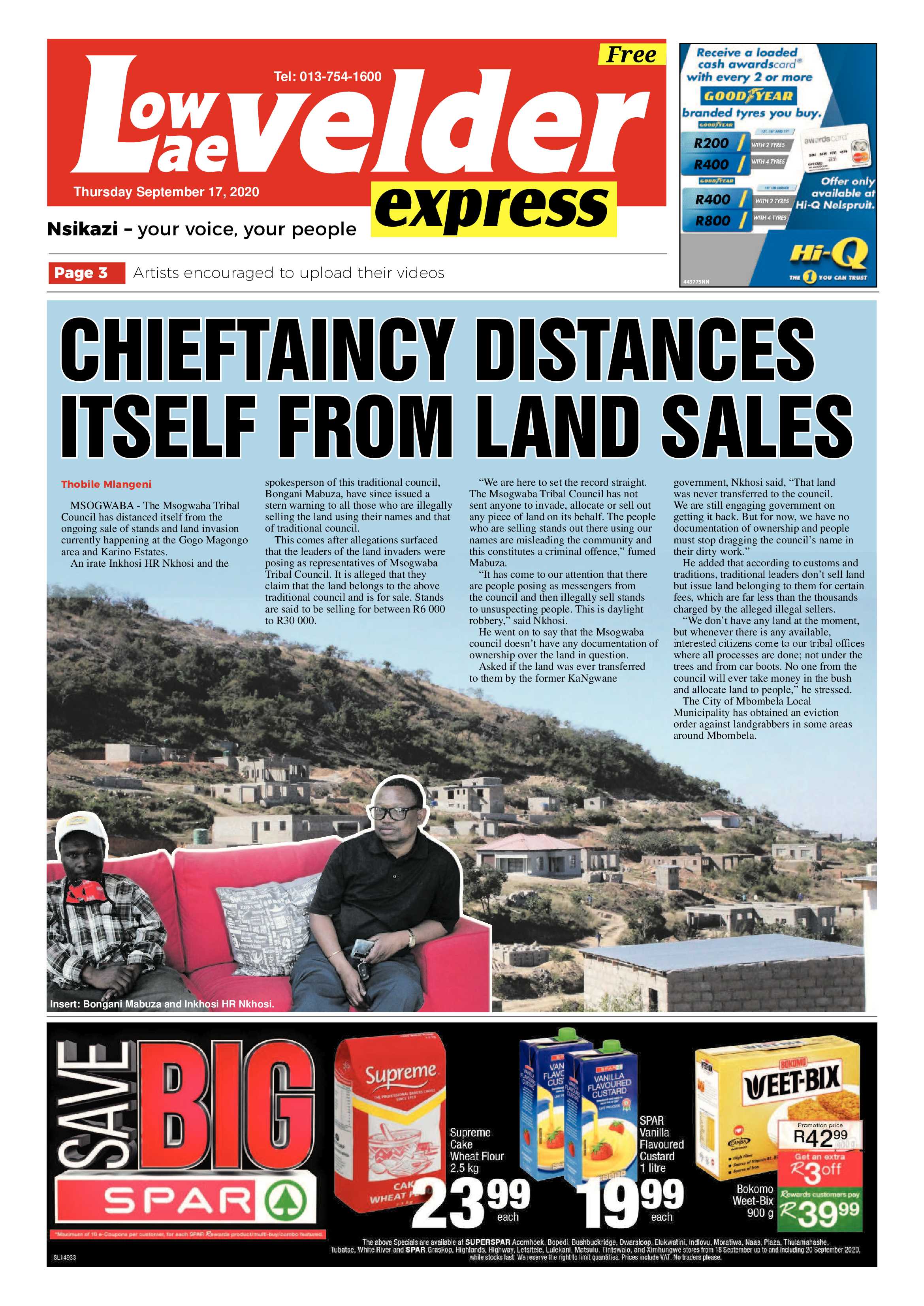 Lowvelder Express 17 September 2020 page 1